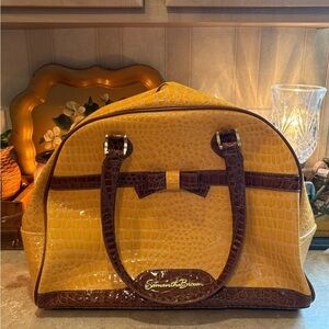Samantha Brown Dome and Cabin Bag Croc Print Carry On in Yellow/Camel. NWT